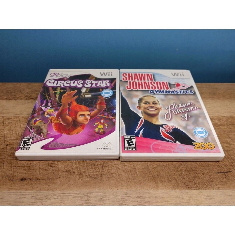 LOT of 2 NINTENDO WII WITH MANUAL SHAWN JHONSON GIMNASTICS & GO PLAY CIRCUS